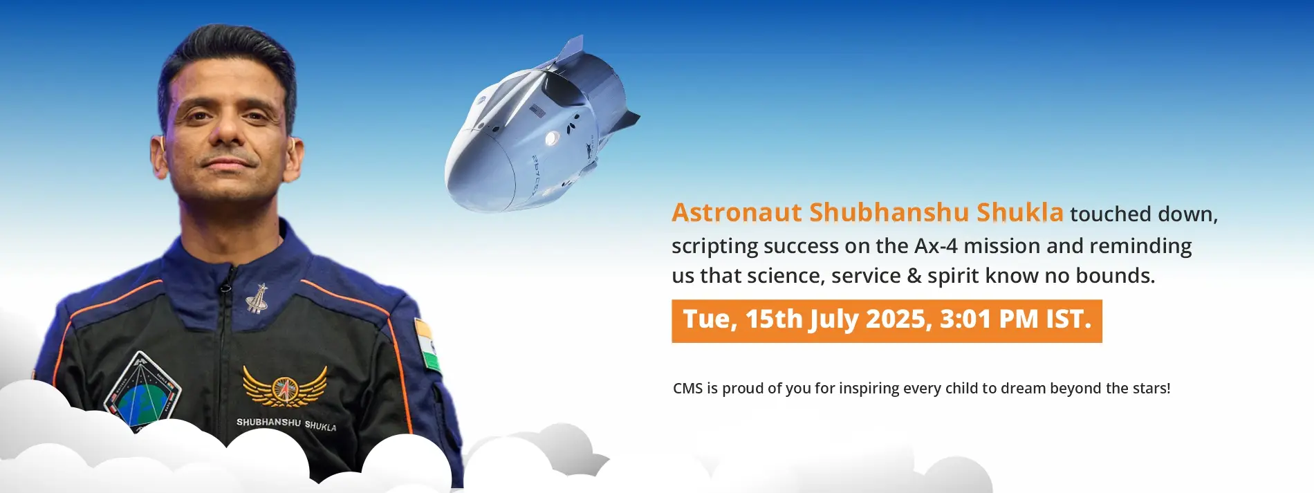 Shubhanshu touched down