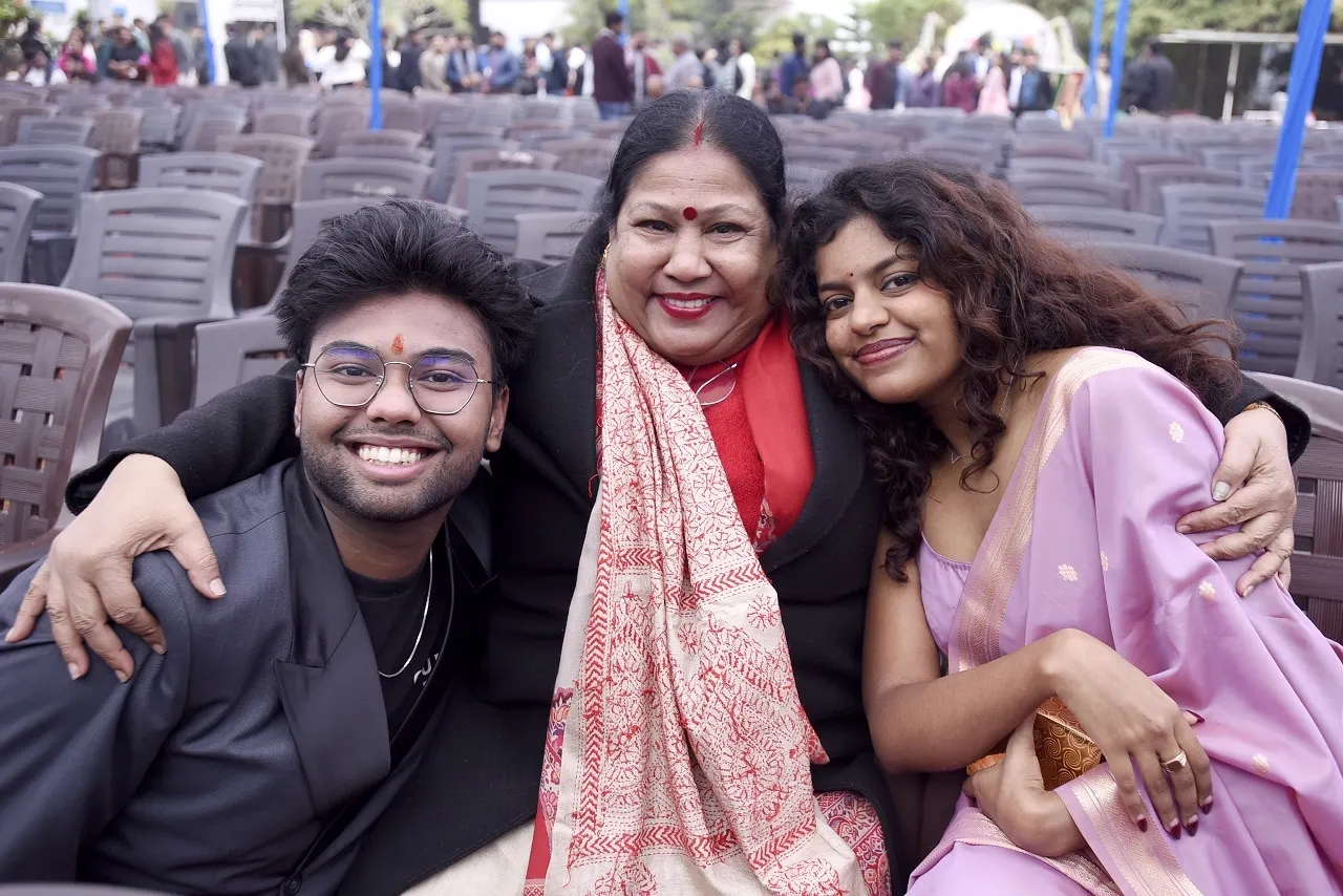 Glimpses from the Alumni Meet at CMS Aliganj Campus I: Ms Lipika Kale with her students, Ms Ananya Choudhary and Mr Narayan Srivastava