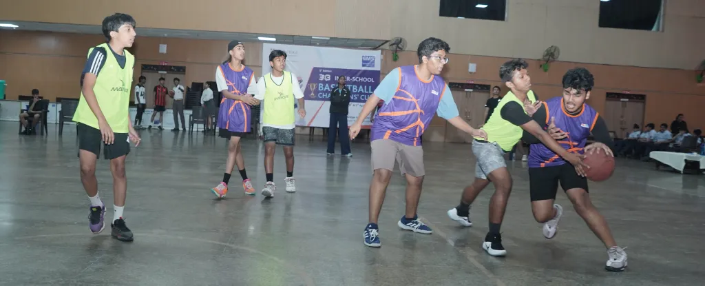 The girls’ basketball teams participating in the inter-school championship organised by CMS Cambridge Gomti Nagar Extension Campus