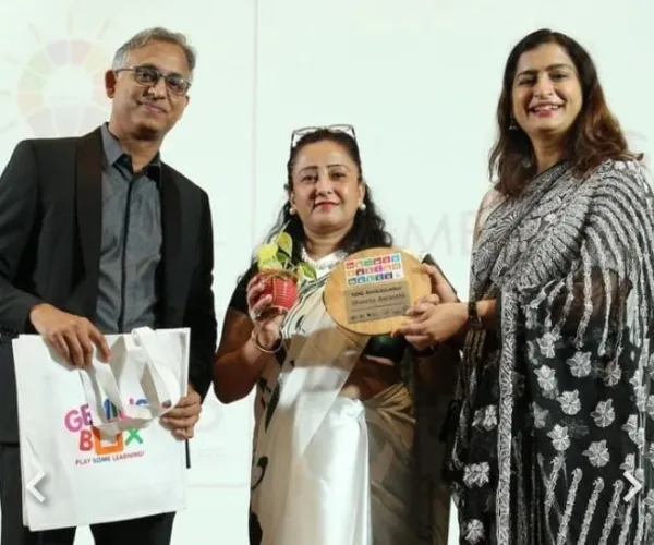 Ms Shweta Awasthi, Cambridge educator and Environment Coordinator, CMS Rajajipuram Campus I was awarded the title of SDG Ambassador from India