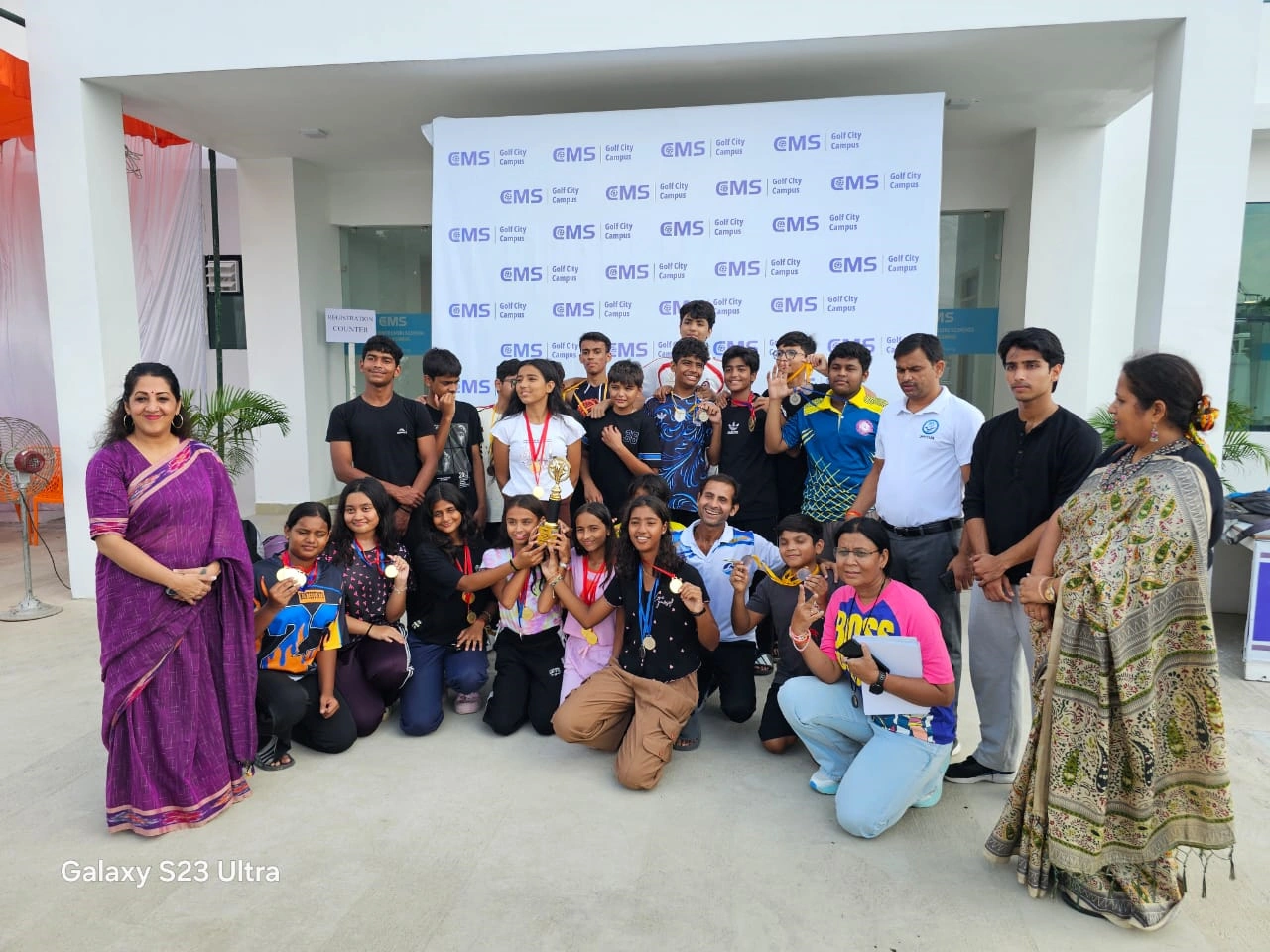 The student achievers from CMS Rajendra Nagar Campus I at the Dr Jagdish Gandhi Memorial Inter-School Swimming Competition, organised by CMS Golf City Campus