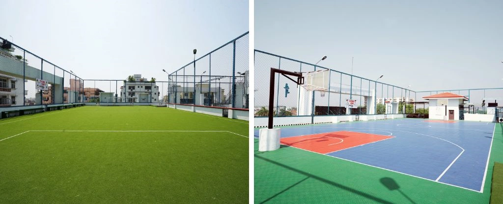CMS Rajendra Nagar Sports Infrastructure - Basketball court and AstroTurf on the terrace