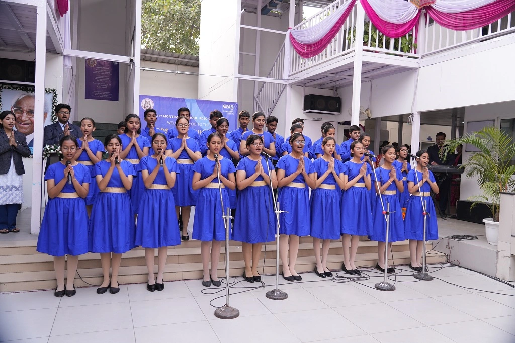 The school choir performing prayer