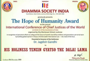 certificate - The Hope of Humanity Award