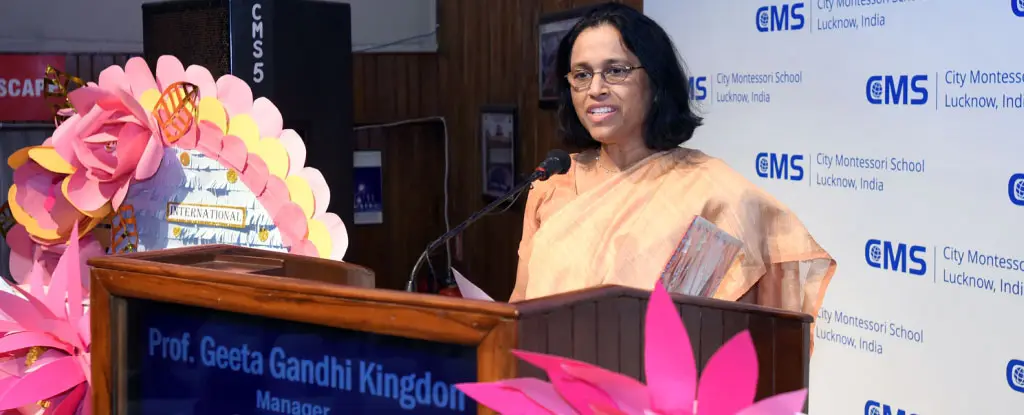 CMS Manager Prof Geeta Gandhi Kingdon addressing the attendees at the International Principal’s Conference