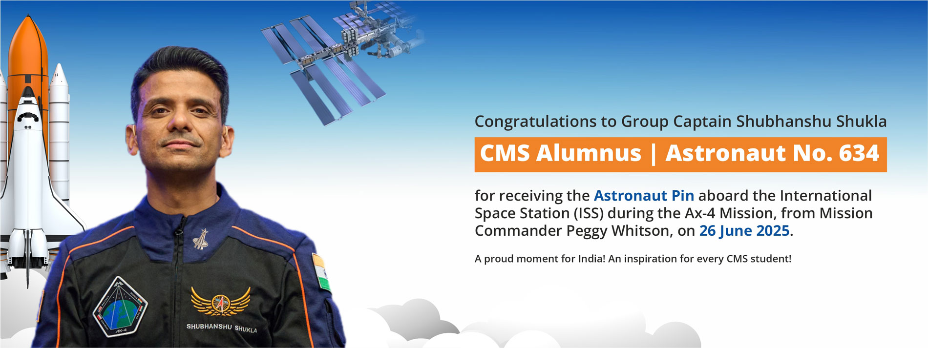 Astronaught Pin to Group Captain Shubhanshu Shukla