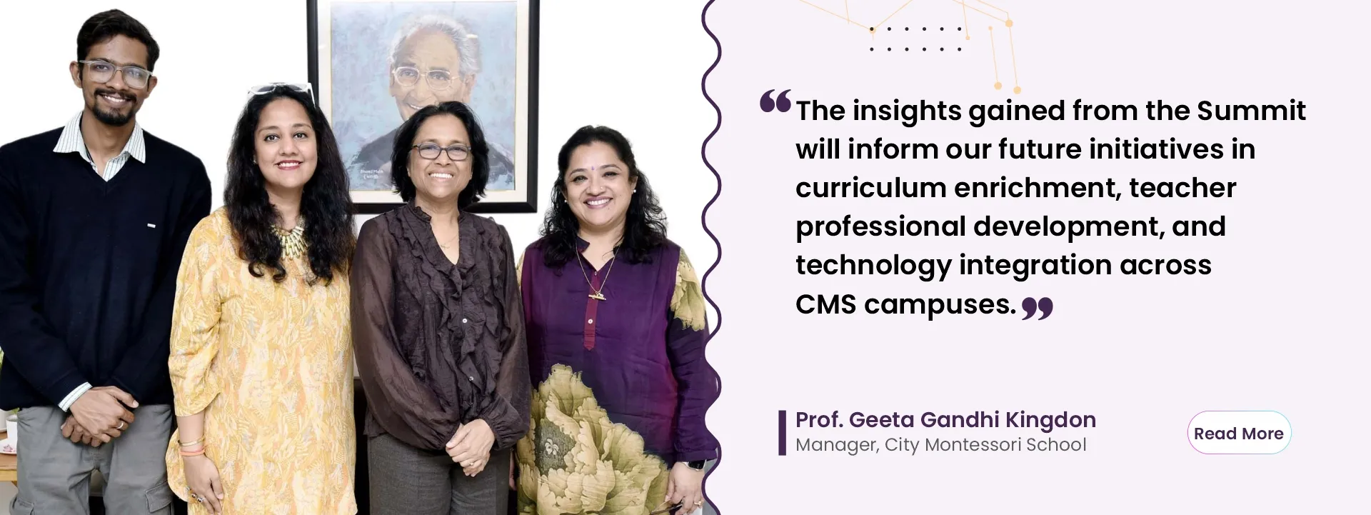 City Montessori School, Lucknow Delegation led by CMS Manager Prof. Geeta Gandhi Kingdon at India AI Impact Summit 2026.