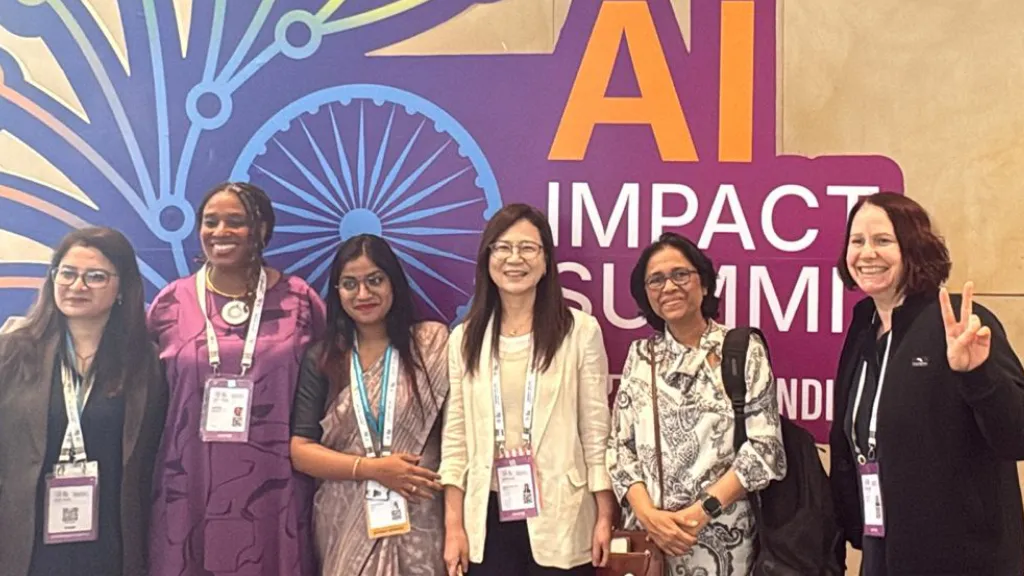 City Montessori School, Lucknow Delegation led by CMS Manager Prof. Geeta Gandhi Kingdon at India AI Impact Summit 2026.