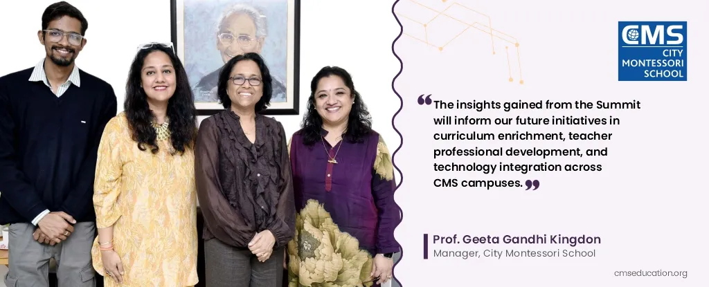 City Montessori School, Lucknow Delegation led by CMS Manager Prof. Geeta Gandhi Kingdon at India AI Impact Summit 2026.