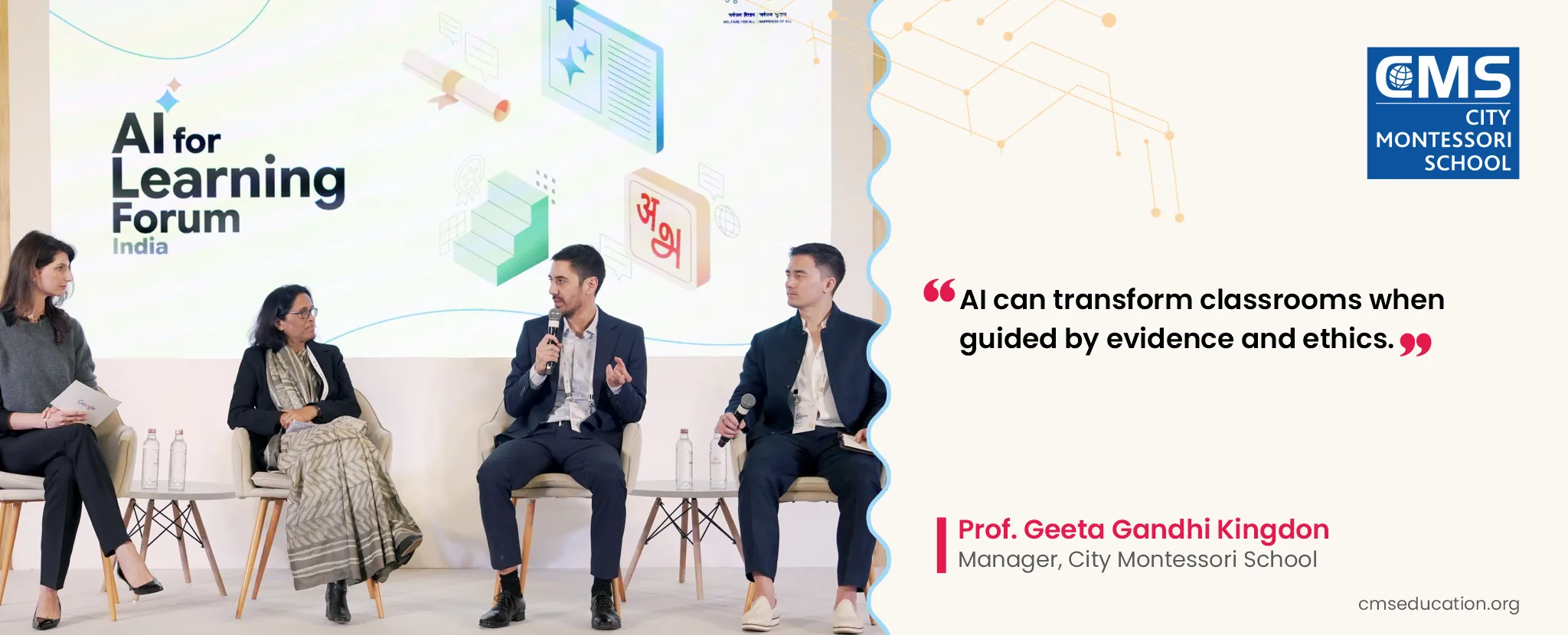 Prof. Geeta Gandhi Kingdon, Manager, CMS, at the AI for Learning Forum, India