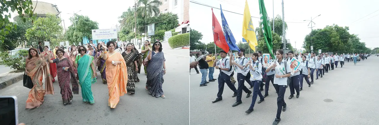 Glimpses from the Character-building March that set the tone for a Grand Felicitation Function