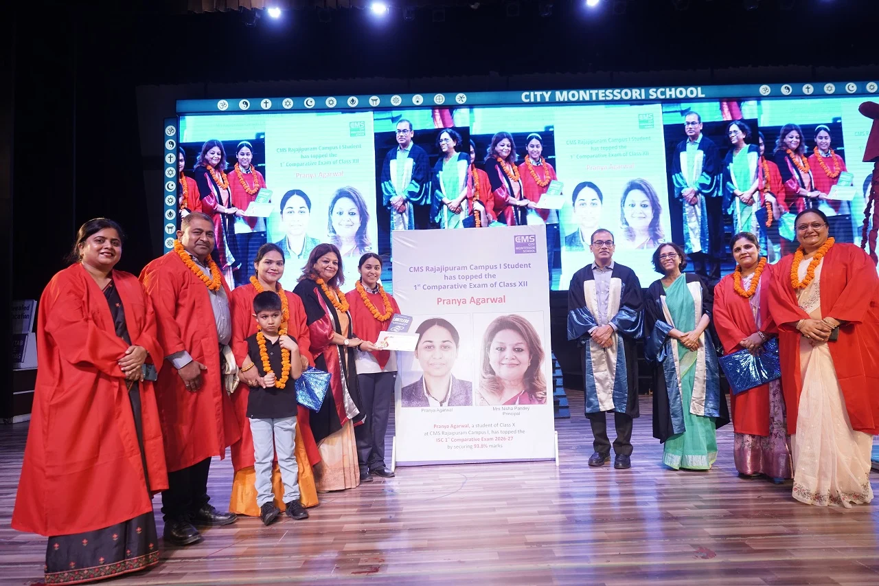Felicitation of Pranya Agarwal, student of CMS Rajajipuram Campus I and topper of CMS ISC Comparative Examination 2026