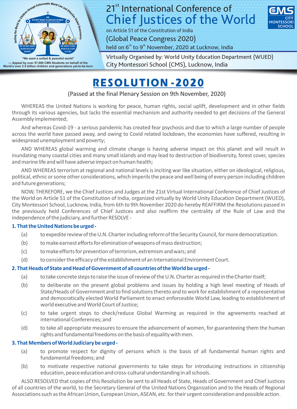 ICCJW Resolutions